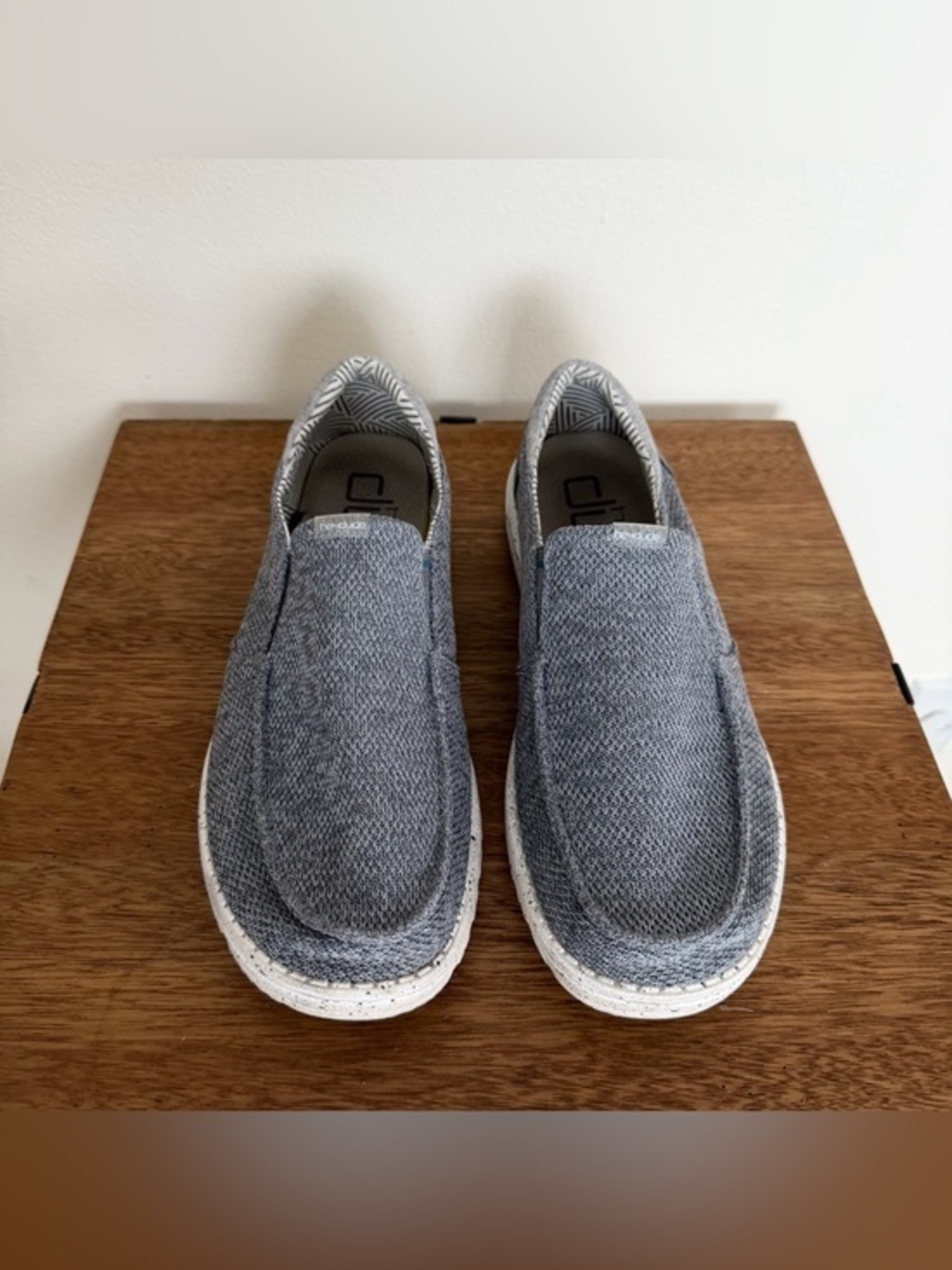 Hey Dude Wally Chambray Slip-Ons - Grey with White Sole